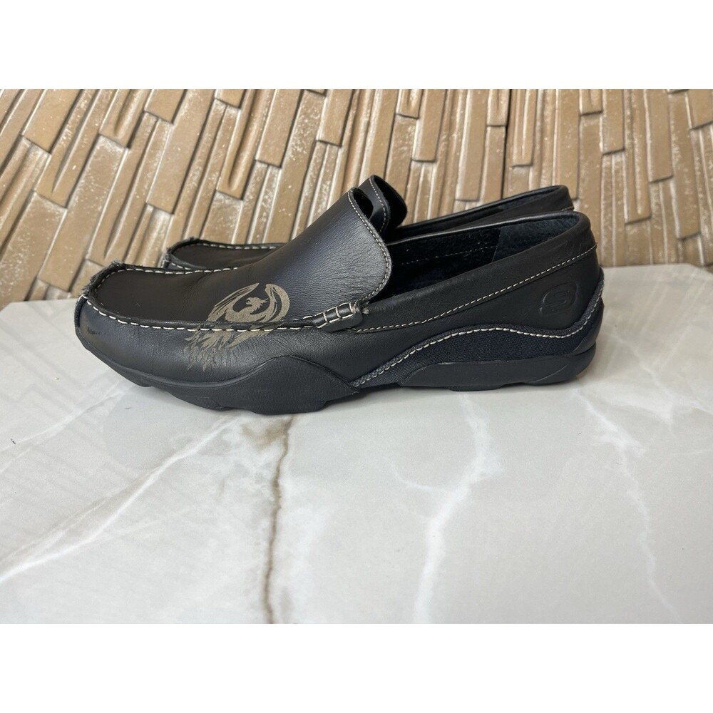 Skechers Men Loafers Slip On Men Leather Shoes Black Us 10 - Picture 4 of 9